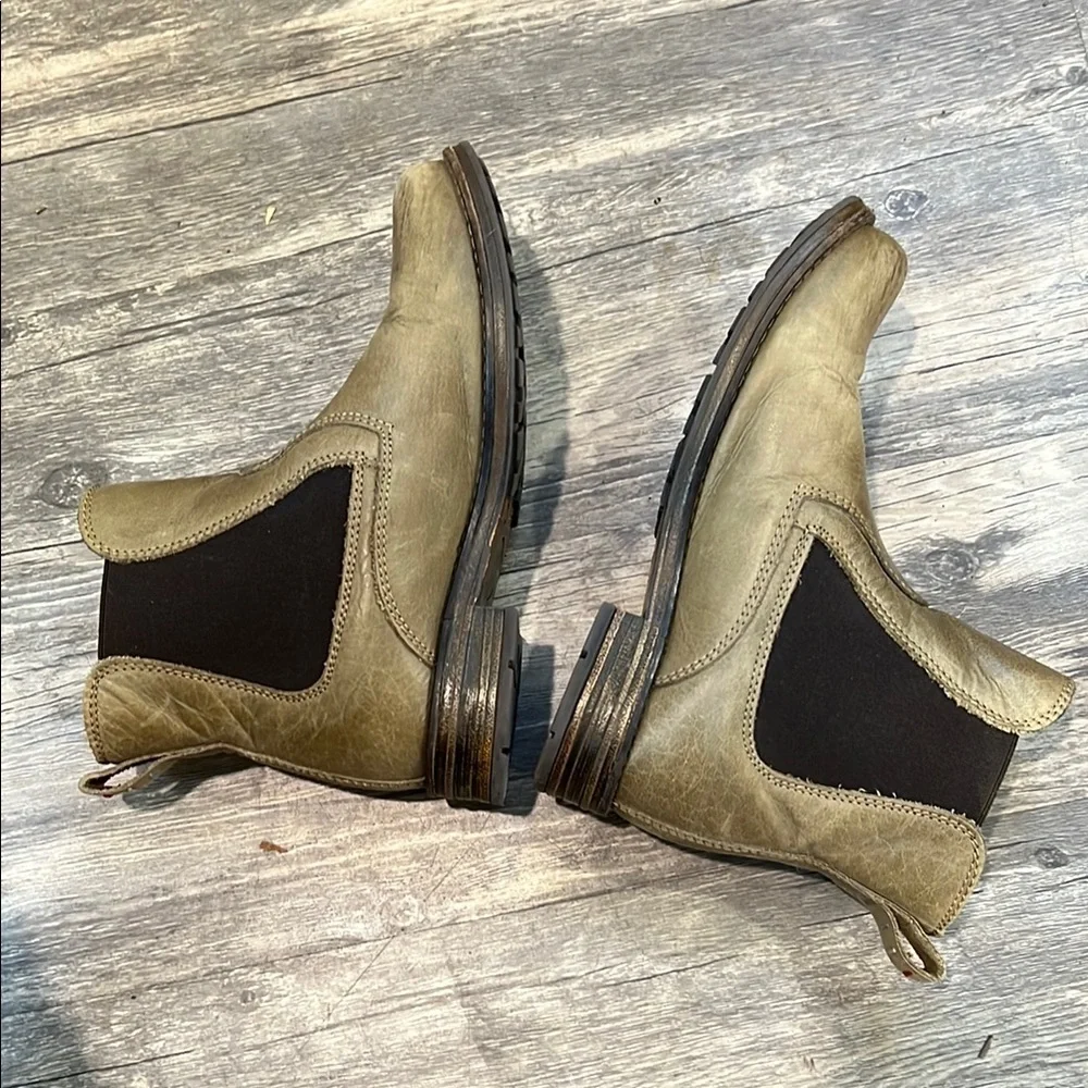 Eric Michael Khaki and Black Ankle Booties